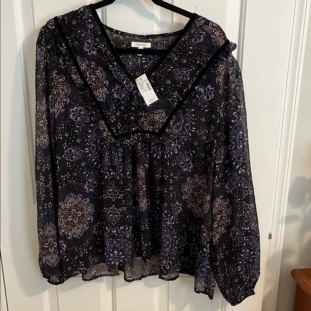 Floral Black and Purple Women's Top